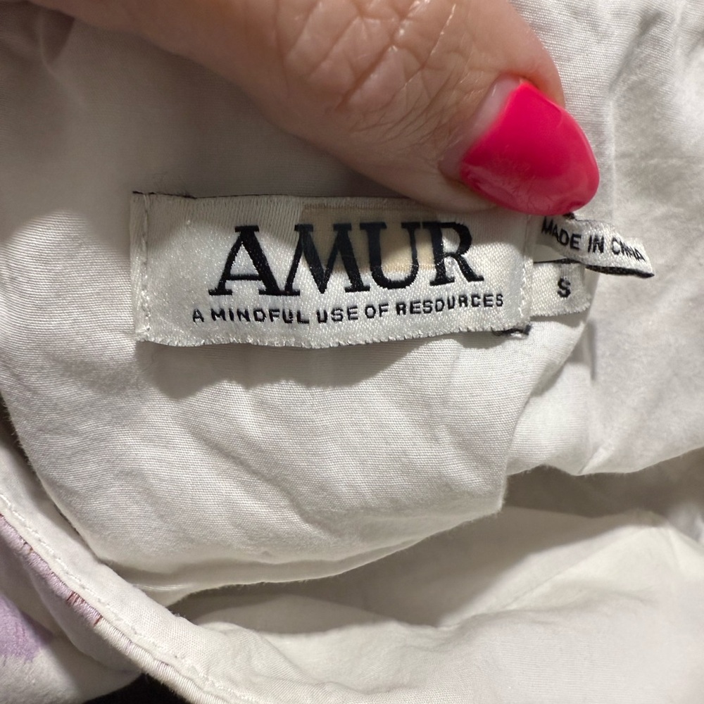 AMUR Shanae White Purple Watercolor Off The Shoulder Top Sz Small - Picture 13 of 15